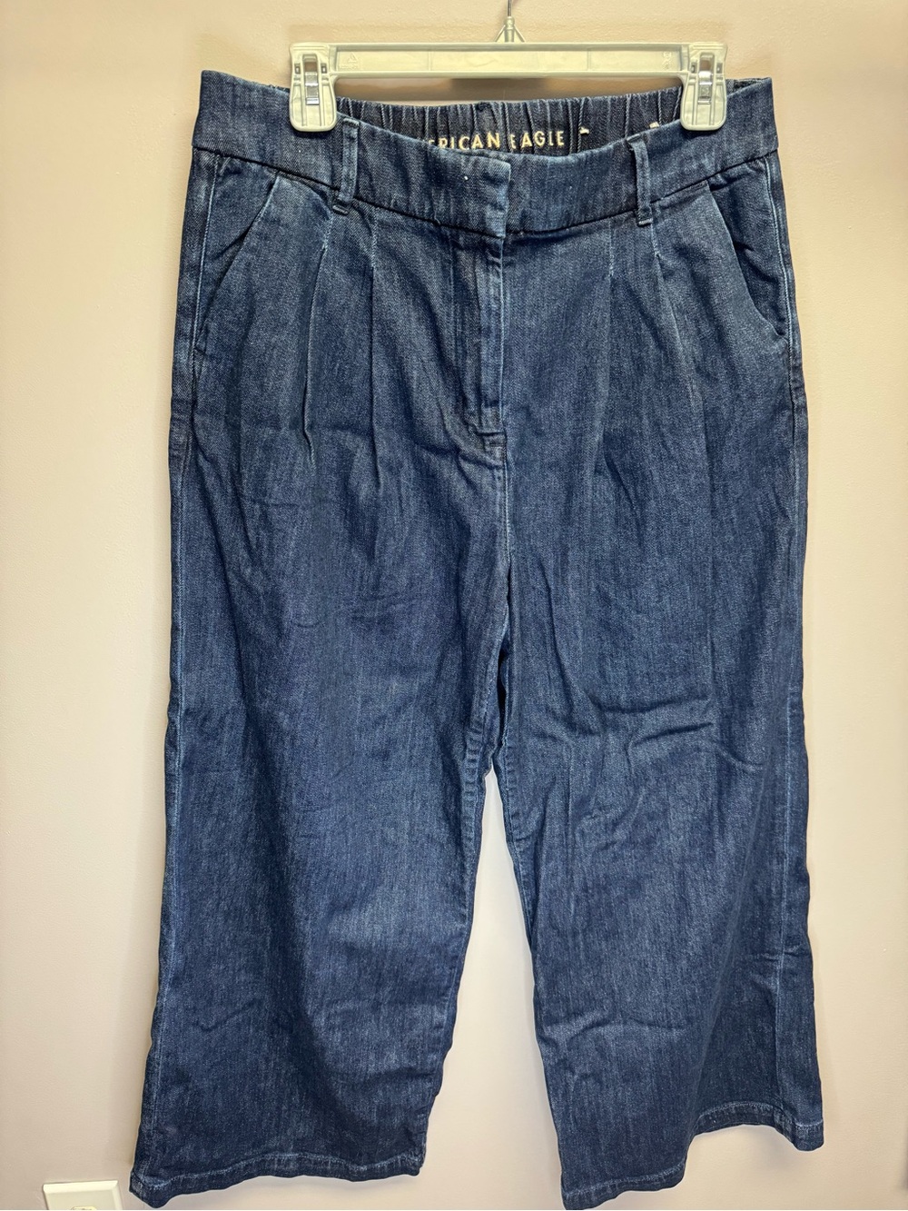 American Eagle Outfitters Women's Dark Blue Extra Wide Leg Jeans